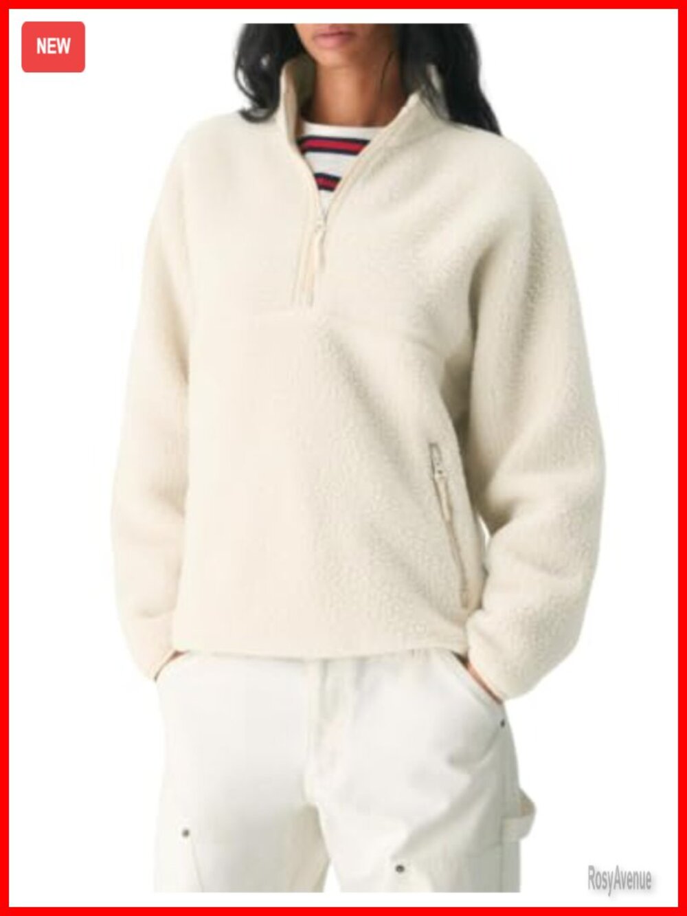 Womens Quarter Zip Sherpa Fleece Pullover Sweatshirt